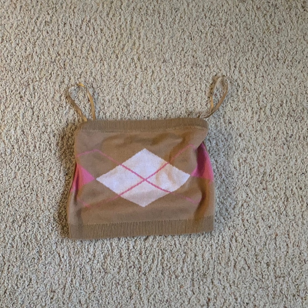 TAN pink and white top